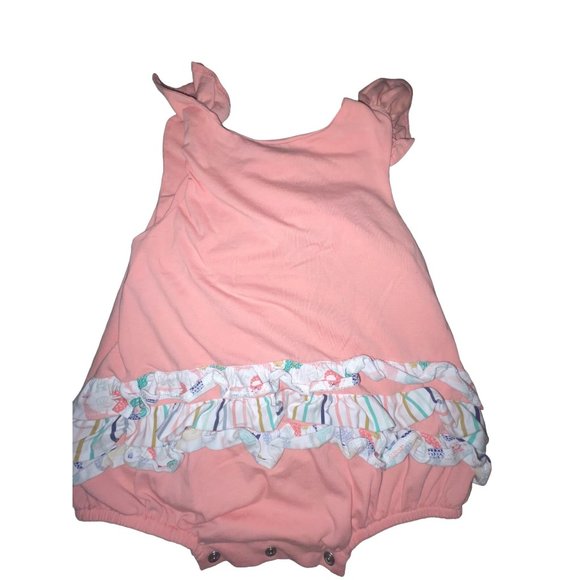 Natalie Grant Romper Bubble Suit Mermaid Ruffle Butt 100% Cotton Size 24M - Picture 2 of 4